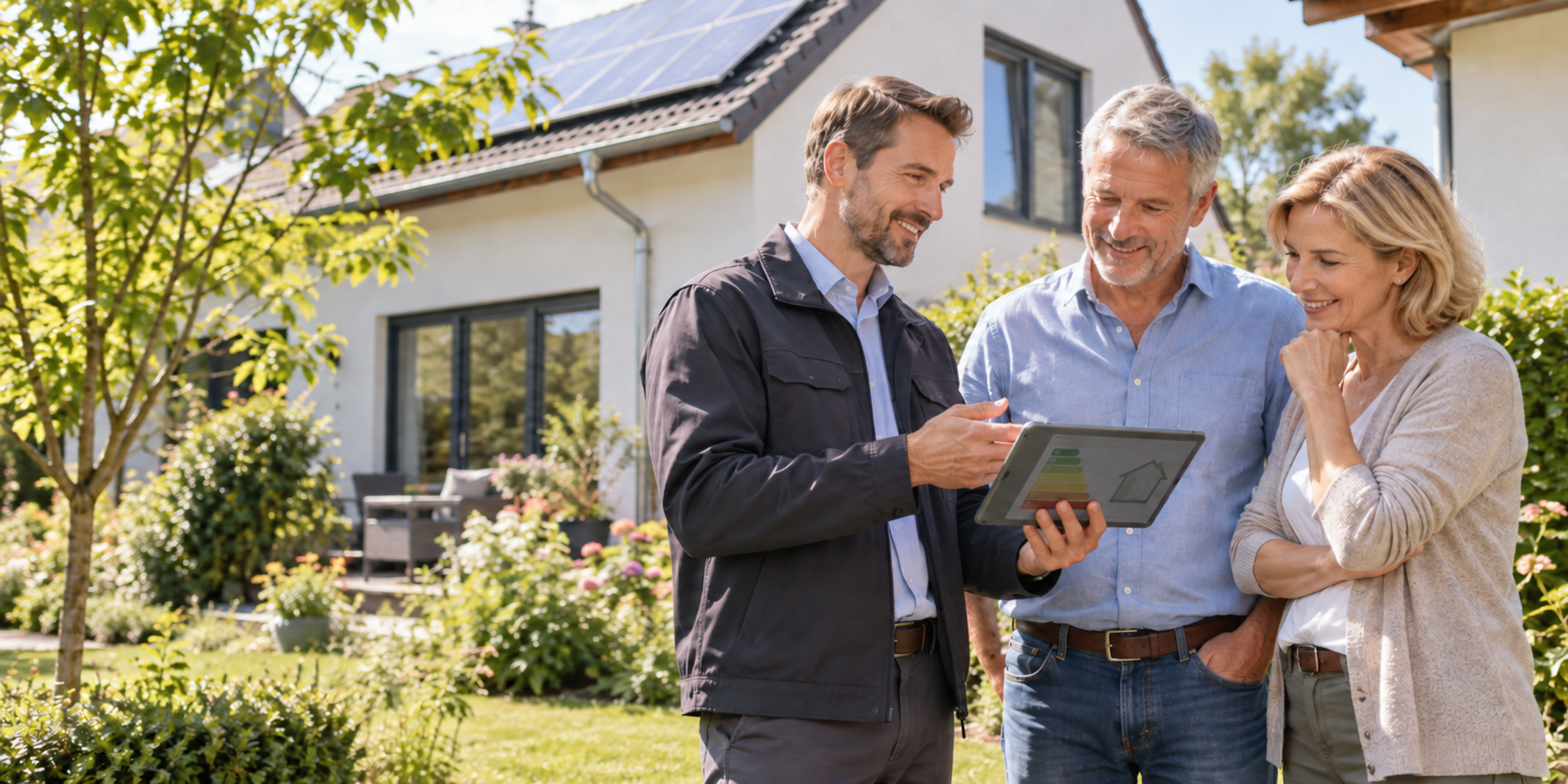 Persönliche Energieberatung vor Ort an einem Wohnhaus